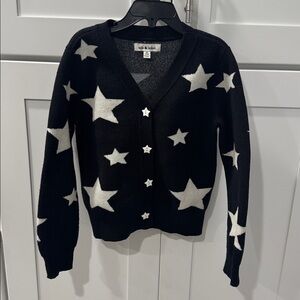 Nik & Leksi Black and White Star Cardigan Sweater